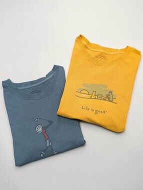 Life Is Good XXL Graphic Tee Bundle Set of 2 Camping Golf Soft Casual Shirts